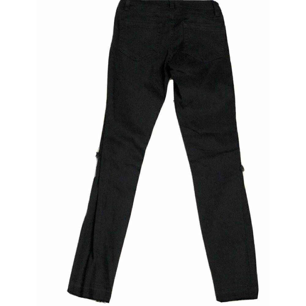 1.State Womens Black Denim Frayed Released Hem Skinny Jeansin Super Was - Picture 8 of 12